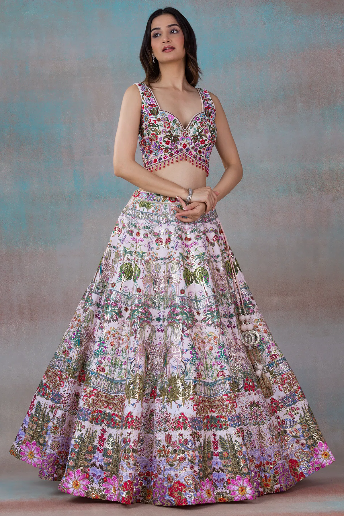 Top 10 Viral Crop pinnacle Lehengas for a beautiful Engagement appearance